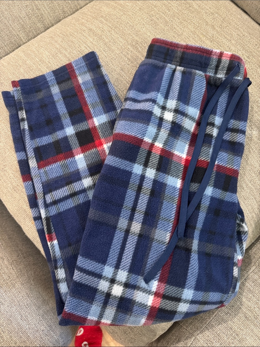 George Navy Blue Plaid Fleece Jogger Pants